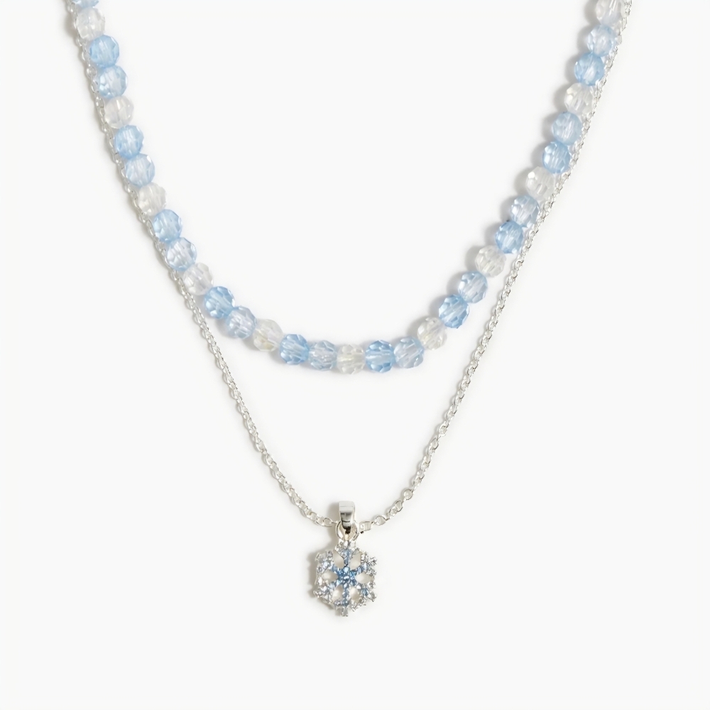 J Crew Crewcuts Kids Jewelry Frozen Style CZ Crystal Snowflake Charm Necklace